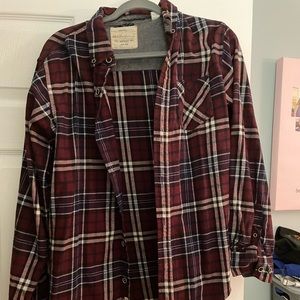 red, blue and white flannel